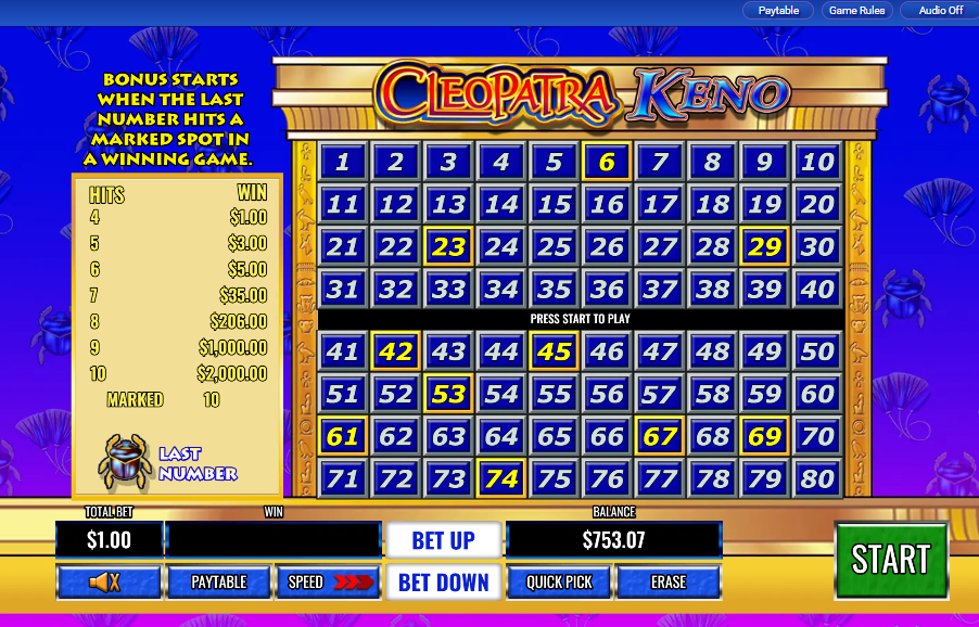 Cleopatra Keno carousel image 2