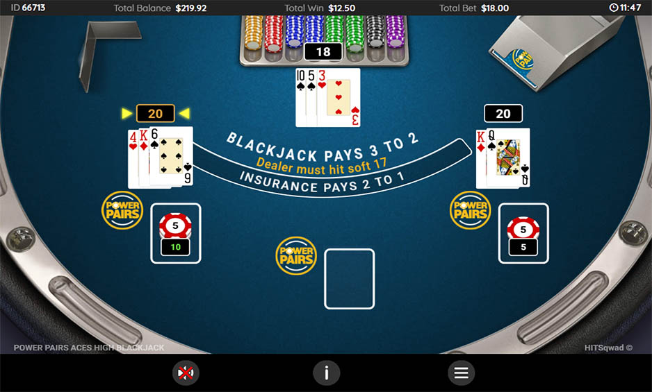 Power Pairs Aces High Blackjack carousel image 4